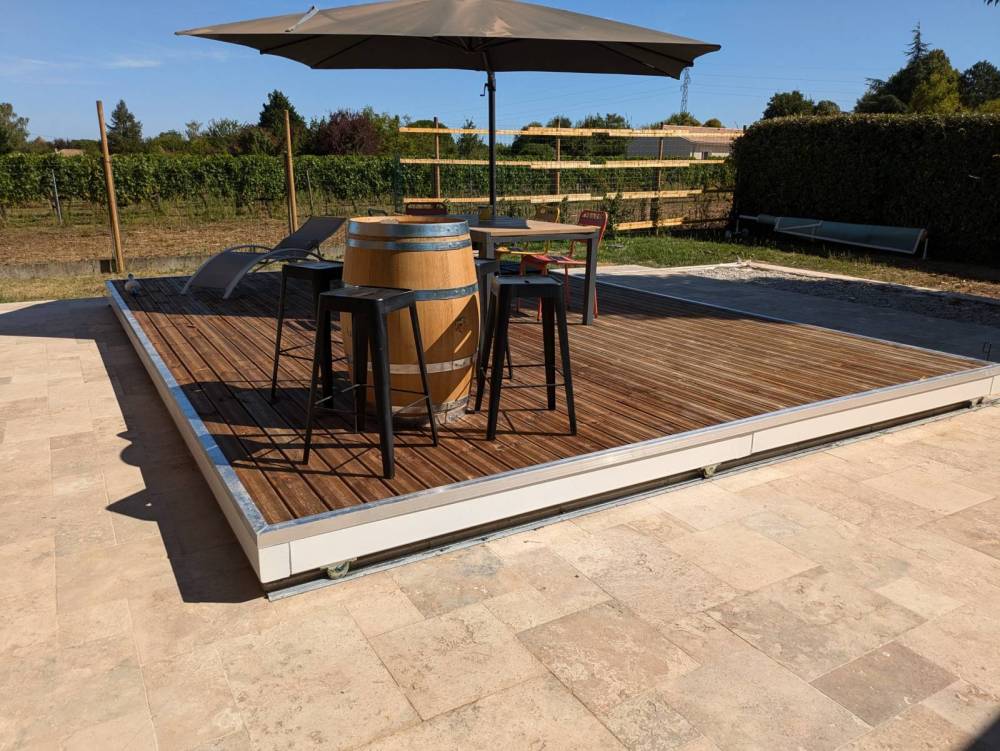 Terrasse en bois coulissante